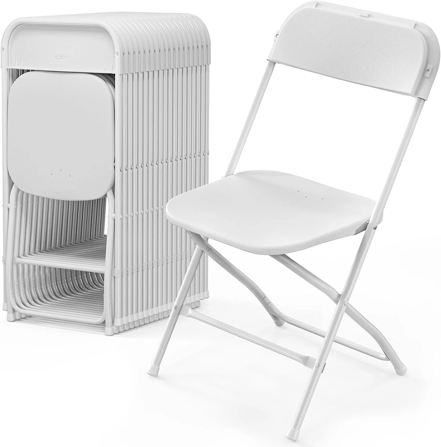 Discount 10 Pack White Plastic Folding Chair, Indoor Outdoor Portable Stackable Commercial Seat with Steel Frame 350lb. - Image 9