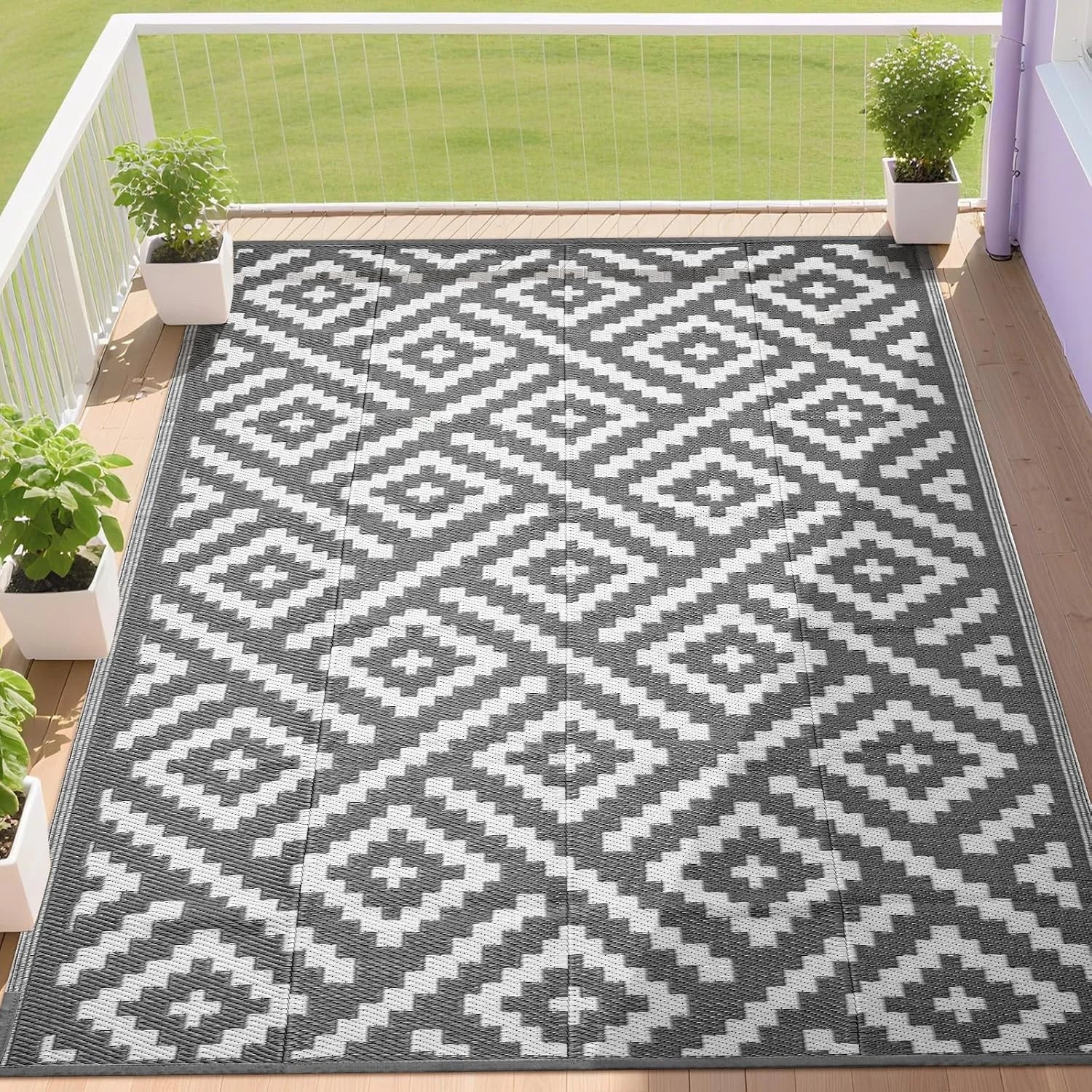 Discount RURALITY Outdoor Rugs 8"x10" Waterproof for Patios Clearance, Plastic Straw Mats for RV - Image 4