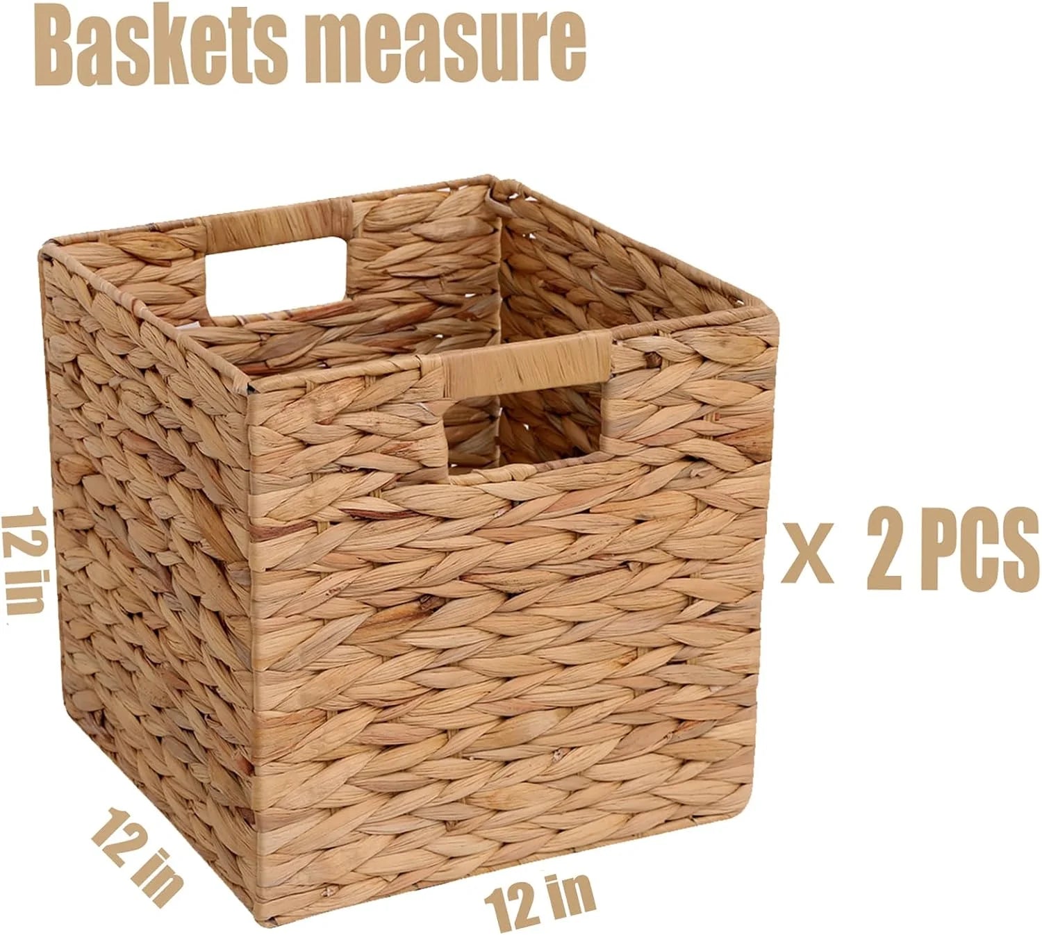 Discount Storage Basket Set of 2 Foldable Hyacinth Storage Box, Handmade Woven Basket for Closet, Shelf Organization - Image 4