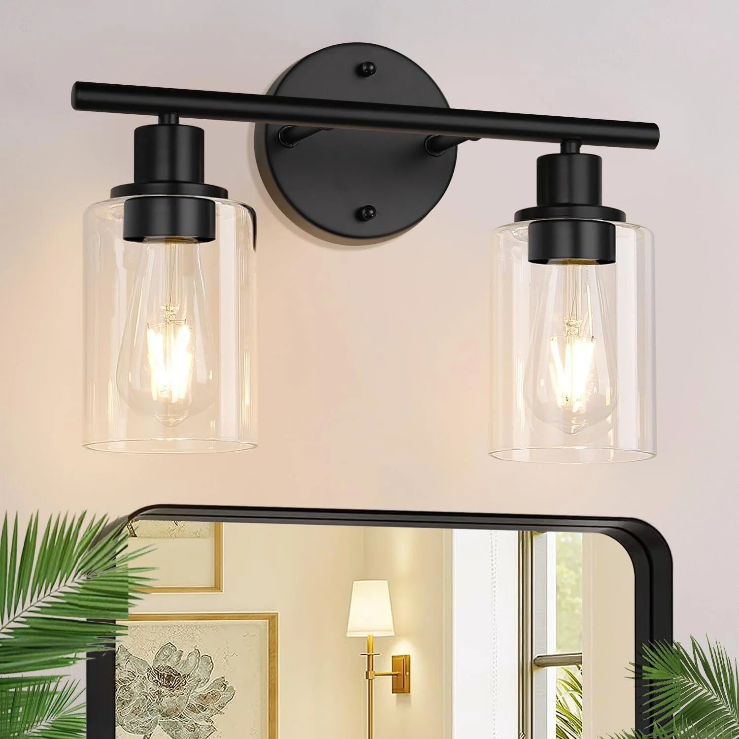 Discount Zarbitta 3-Light Bathroom Light Fixtures, 17.23 Black Modern Vanity Lights with Clear Glass Shade - Image 4