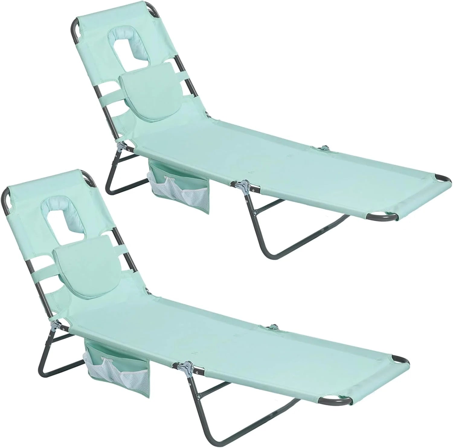 Special Beach Lounge Chair, Reclining Beach Chairs Lay Flat, Folding Camping Chairs Portable Camp Cot with Backpack - Image 4