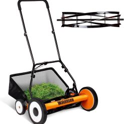 Alternative view of Discount 18-Inch Manual Lawn Mower, 5-Blade Push Reel, 9 Heights – For Lawn Care