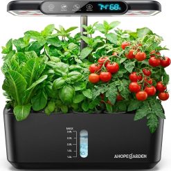 Discount Hydroponics Growing System Herb Garden: 10 Pods Indoor Garden Kit with LED Grow Light and Smart Temp