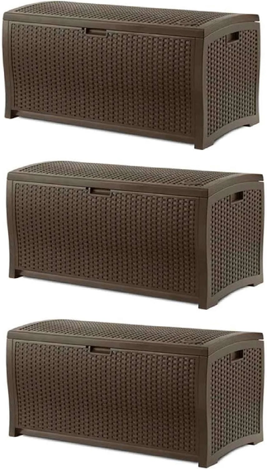 Discount Suncast Outdoor Storage Box " 73 Gallon Mocha Brown Deck Box for Patio, weather-resistant Outdoor Storage Bench