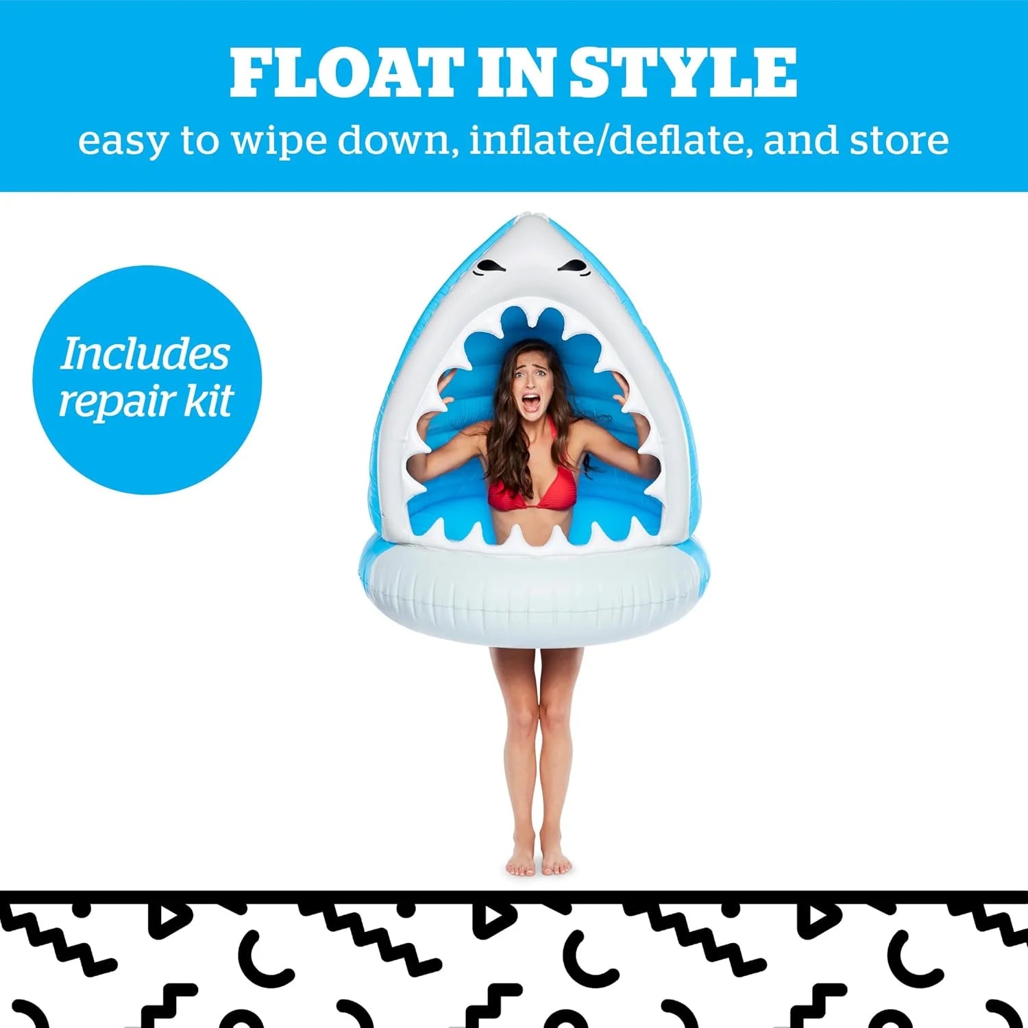 Discount Shark Inflatable Pool Float, Large Novelty Lounge Raft - Image 4