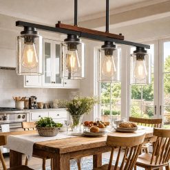 Discount Dining Room Light Fixture 5-Light Kitchen Island Lighting with Adjustable Rods