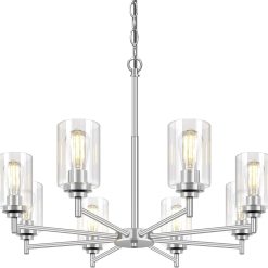 Alternative view of Discount 33.5” Dia 8-Light Chandelier for Dining Room Kitchen Island