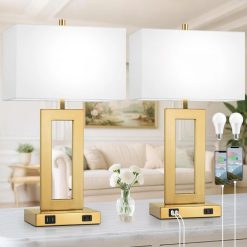 Discount Set of 2 Touch Control Table Lamp with 2 USB Ports, Dimmable