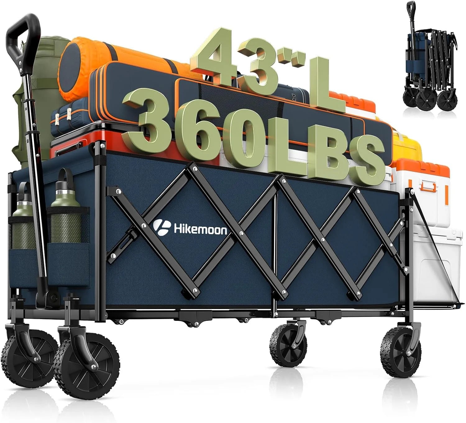 Discount 43” Extra Long Folding Wagon with Extended Tailgate, Black - Image 5