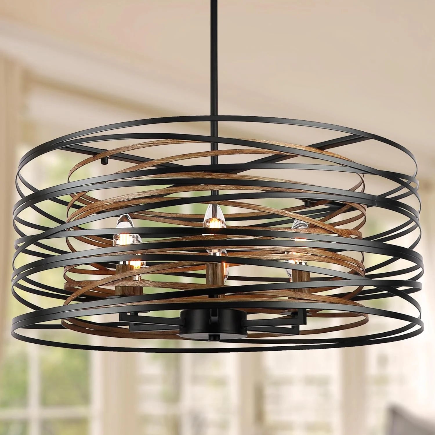 Discount 12.6” Farmhouse Chandeliers for Dining Room, 3-Light Industrial Metal Hanging Light Fixture
