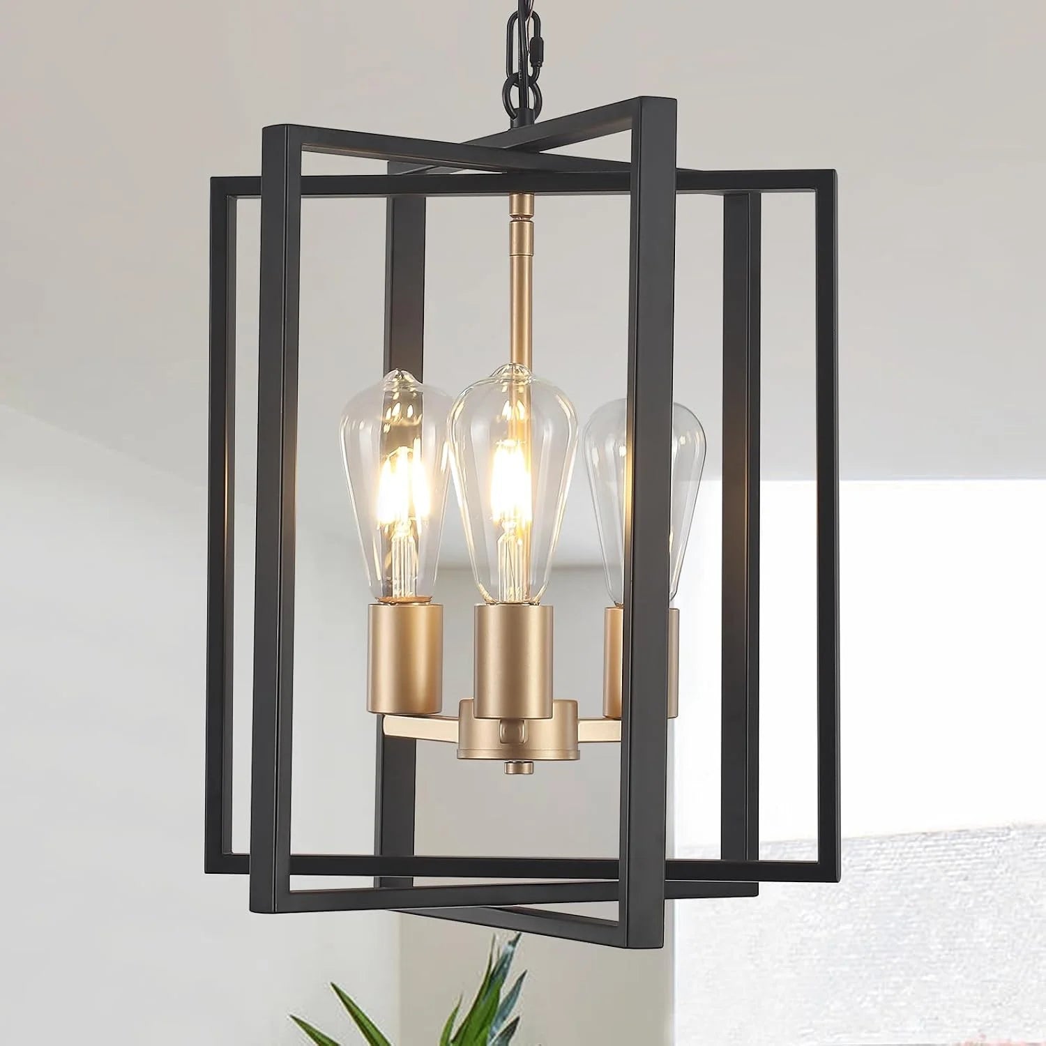 Discount Black Farmhouse Modern Chandelier Light Fixture for Dining Room, 3 Light - Image 3