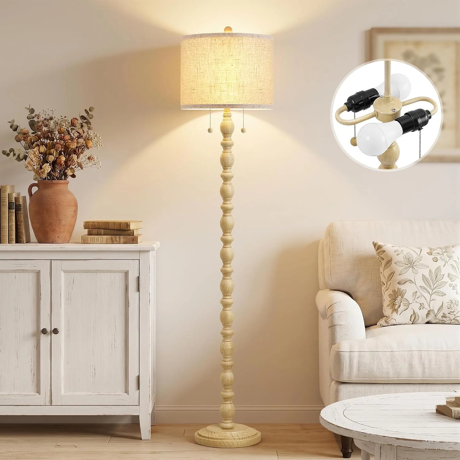 Discount 62 Floor Lamp, Rotary Switch, Rustic Resin Tall Lamps for Living Room - Image 7