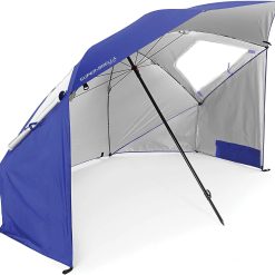 Discount Super-Brella UPF 50+ Sun and Rain Canopy Umbrella, 8 Foot Portable Beach Shelter with Side Panels