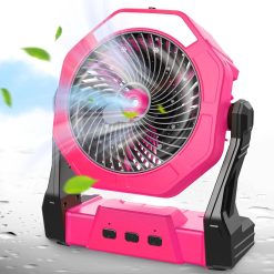Discount Ausic Portable Misting Fan, Outdoor Rechargeable Fan, LED Light, Hook, 35H