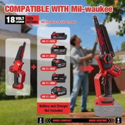 Discount 2-IN-1 Cordless 8-Inch Pole Saw & Chainsaw for Milwaukee M18 Battery – 1200W Brushless Motor, Total Reach of Max 15.9 FT