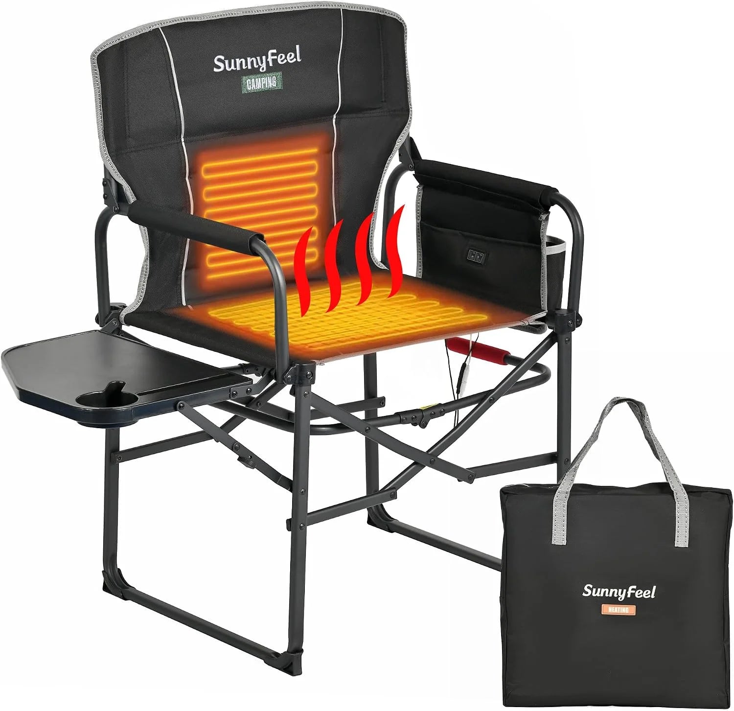 Discount SUNNYFEEL Camping Directors Chair, Heavy Duty, Oversized Portable Folding Chair with Side Table - Image 4