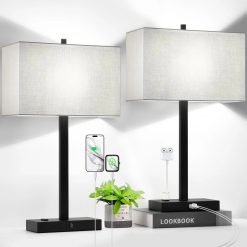 Alternative view of Discount Touch Bedside lamps with 2 USB & AC Outlets, Dimmable, Bulb Included