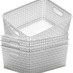 Discount Storage Baskets, 11.4X8.9X4.7, Pack of 4 (White)
