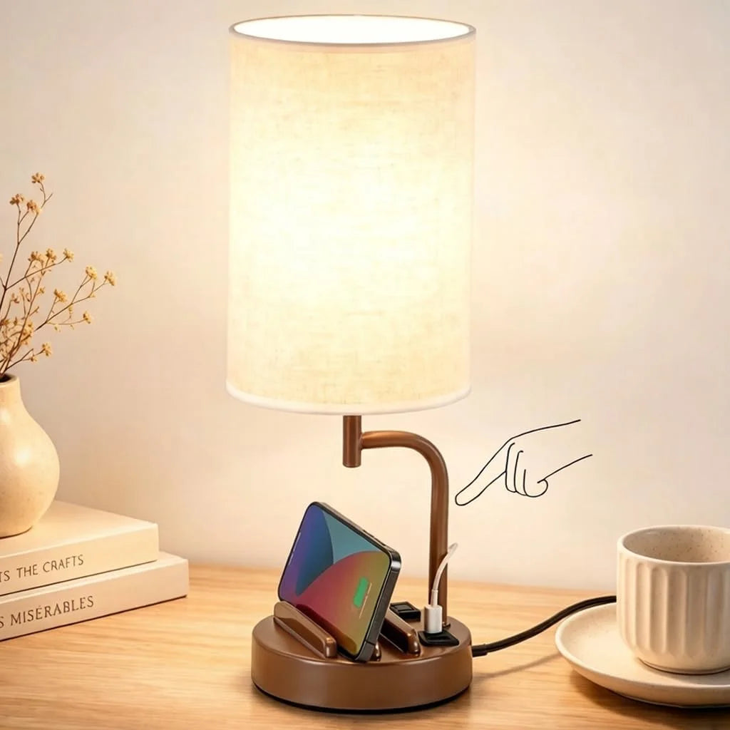 Discount Dreamholder Touch Control USB Table Lamp with USB C/A & AC Outlet, Dimmable, Bulb Included
