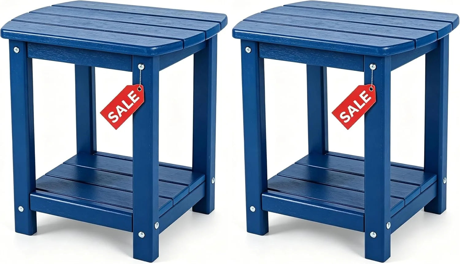 Discount Adirondack Square Outdoor Side Table,2-Tier Storage Patio Side Table - Image 14