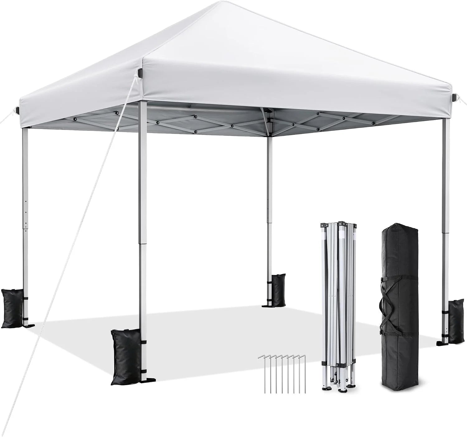 Discount Vinabilia 10x10 Pop Up Canopy Tent with One-Push Center Lock,White - Image 6