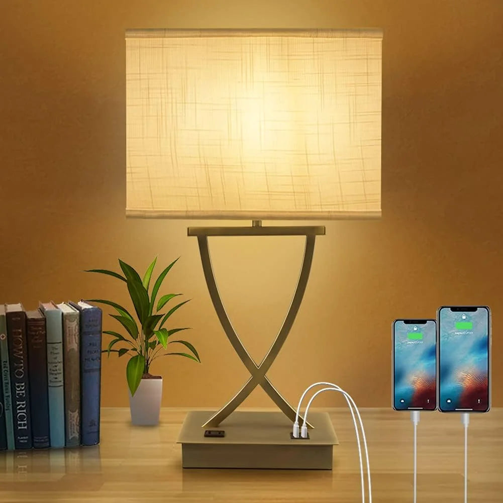 Discount Fully Dimmable Medium Table Lamp for Bedroom with Type C/USB Charging Port and 1 AC Outlet White Shade 21.38 - Image 4