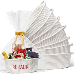 Discount Small Woven Basket with Gift Bags and Ribbons, All 12x 8x 5, Empty Decorative Gift Chest Box, Cute Baby