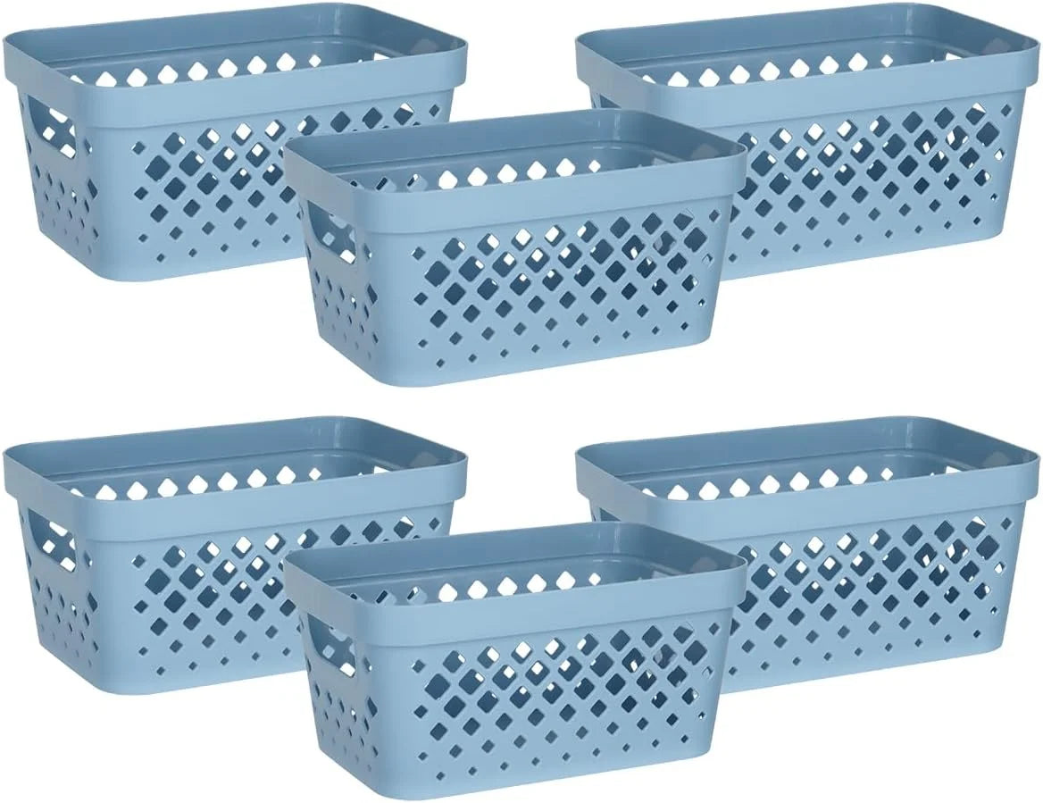 Discount Plastic Baskets for Organizing, Set of 6, Pantry Storage for Under Counter, Linen Closet, and Bathroom, Nesting - Image 10