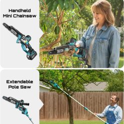 Alternative view of Discount SEESII 10-Inch 2-in-1 Cordless Pole Saw & Mini Chainsaw,2 x 4.0Ah Batteries