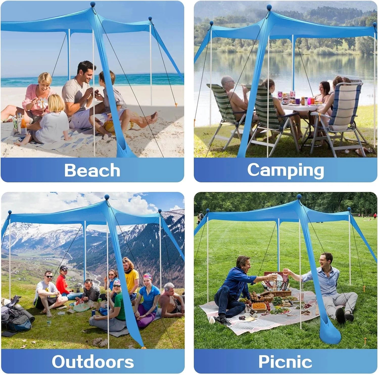 Special Beach Canopy Beach Tent UPF50+ 11×11 FT Easy to Setup Extra Windproof Rope Sun Shelter Beach Shade Canopy with 4 - Image 7