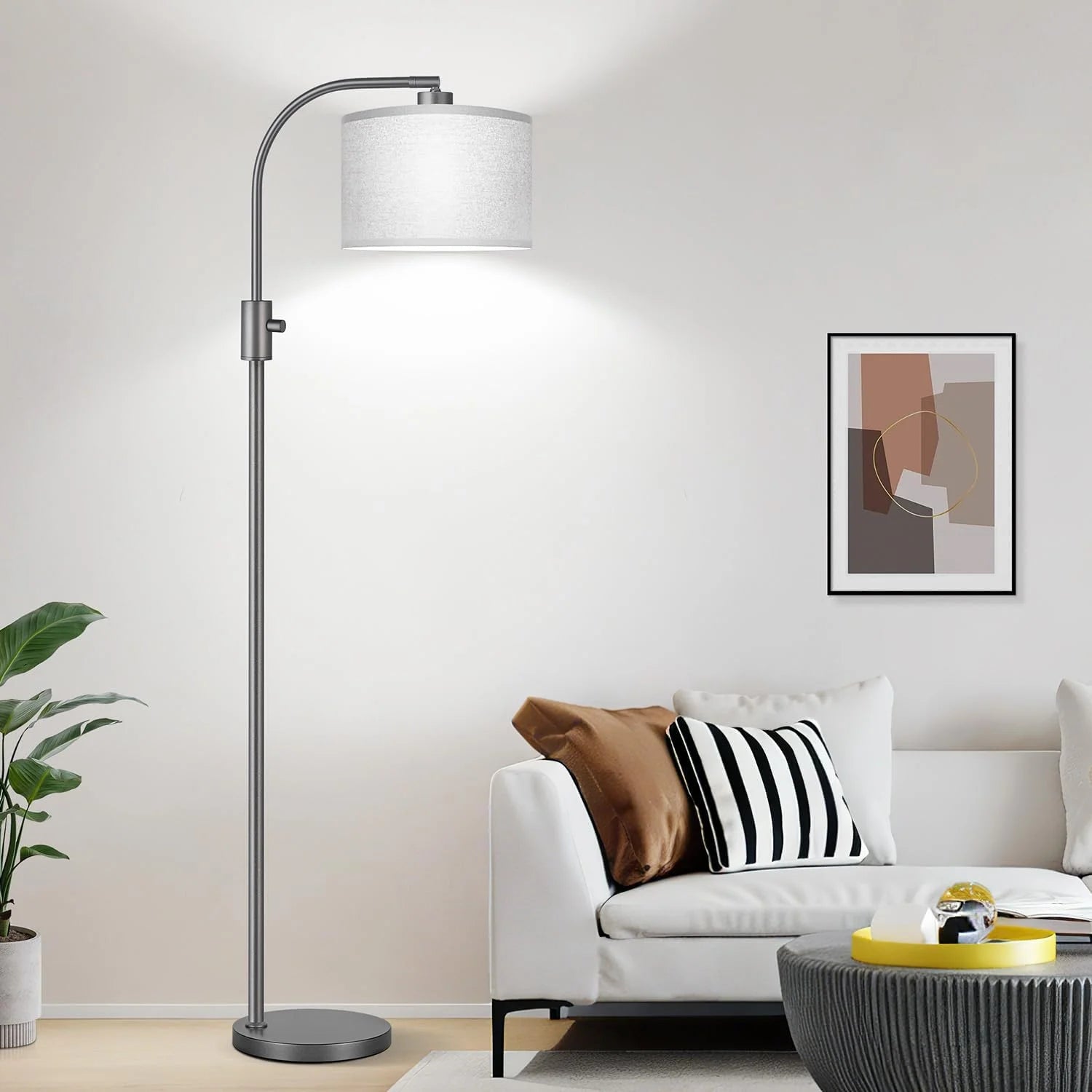 Discount Nintiue Upgraded Modern Arc Dimmable Tall Standing Floor Lamp with Linen Shade, Bulb Included - Image 11