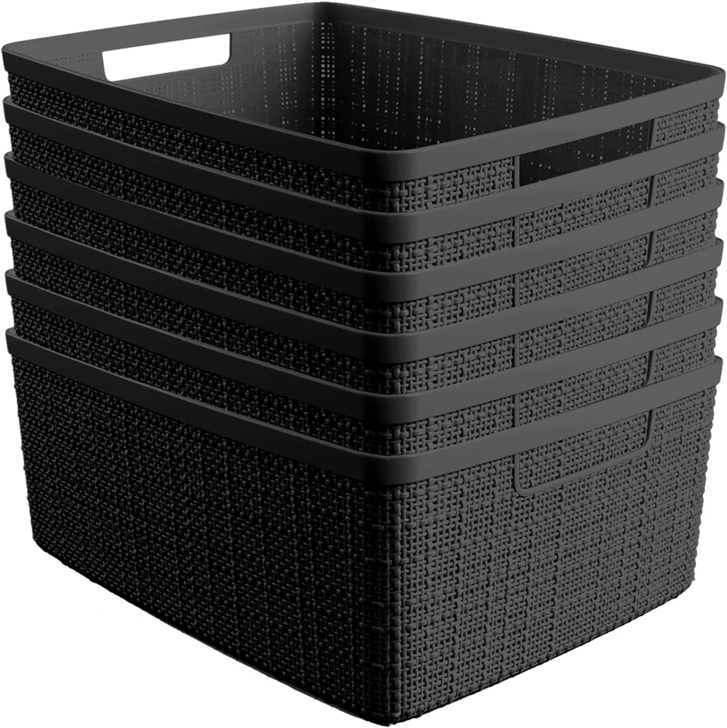 Discount Curver Set of 4 Large Cube 17L Jute Decorative Plastic Organization and Storage Baskets, Perfect Bins for Home - Image 10