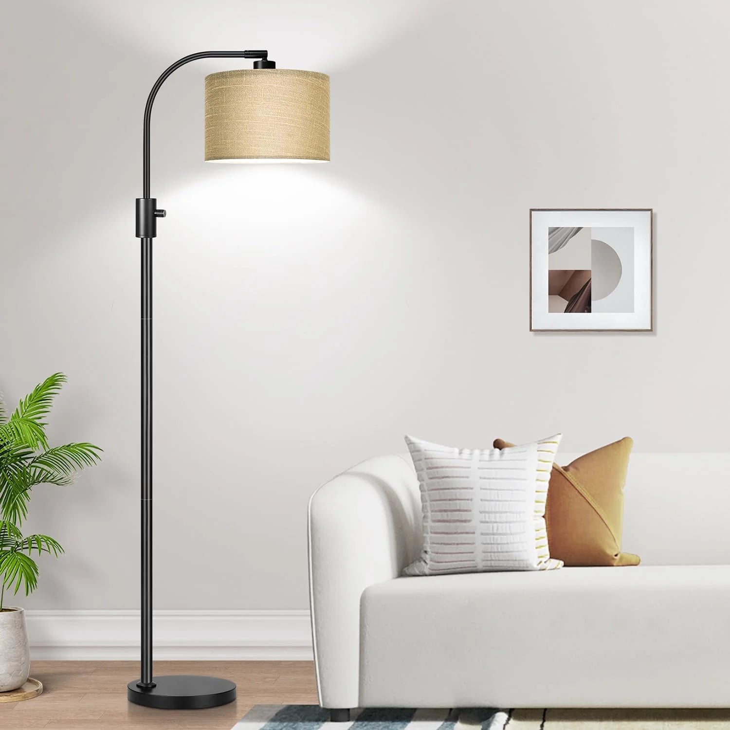 Discount Nintiue Upgraded Modern Arc Dimmable Tall Standing Floor Lamp with Linen Shade, Bulb Included - Image 14