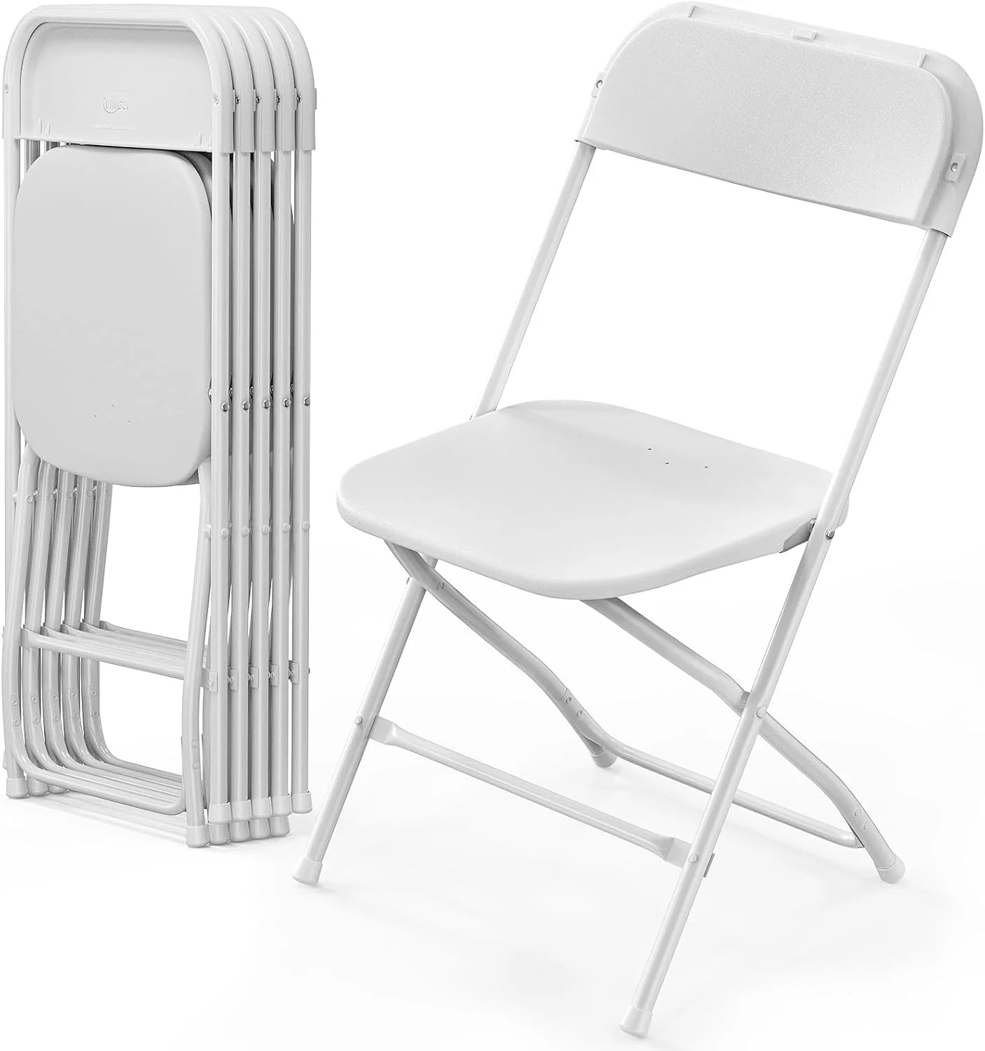 Discount 10 Pack White Plastic Folding Chair, Indoor Outdoor Portable Stackable Commercial Seat with Steel Frame 350lb. - Image 18