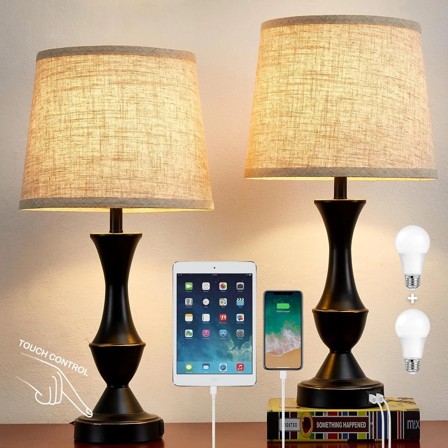 Discount Luvkczc Table Lamp Set of 2, 19 Farmhouse Vintage Bedside Lamps for Living Room & Bedroom - Image 5
