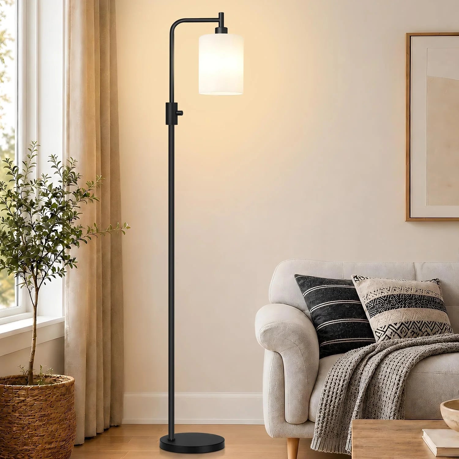 Discount Dimmable Floor Lamp for Living Room with Clear Glass Lampshade, Bulb Included, 900LM, Arc Standing Tall Lamp for Bedroom - Image 5
