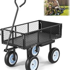 Alternative view of Discount VEVOR 500 LBS Steel Garden Cart with Work Seat, Heavy Duty Garden Wagon Cart on Wheels