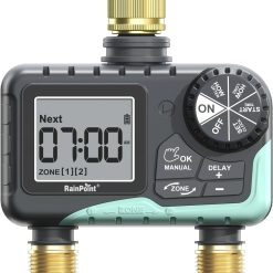 Discount 2 Zone Sprinkler Timer with Brass Inlet and Outlet, Water Timer for Garden Hose with Rain Delay/Manual