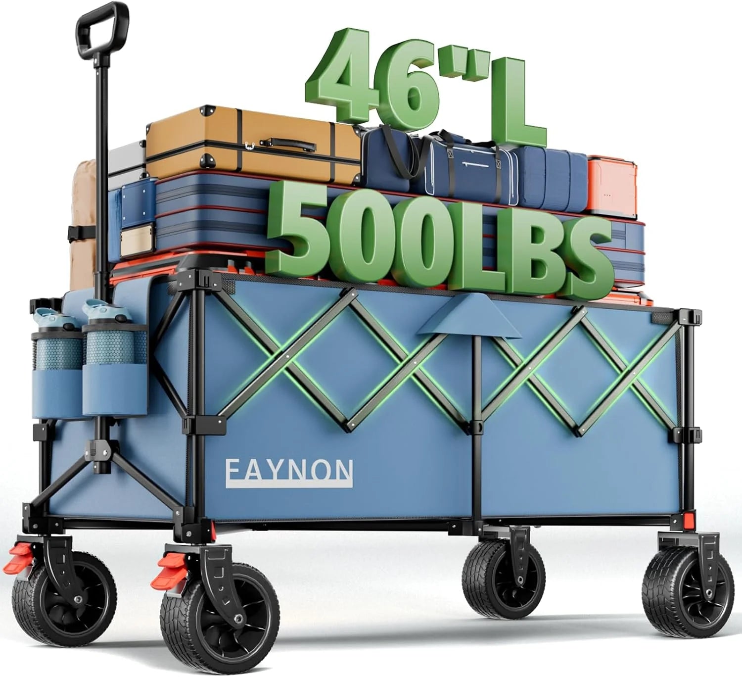 Discount L Collapsible Foldable Extended Wagon, 500LB Weight Capacity with 280L Heavy Duty Folding Cart - Image 2