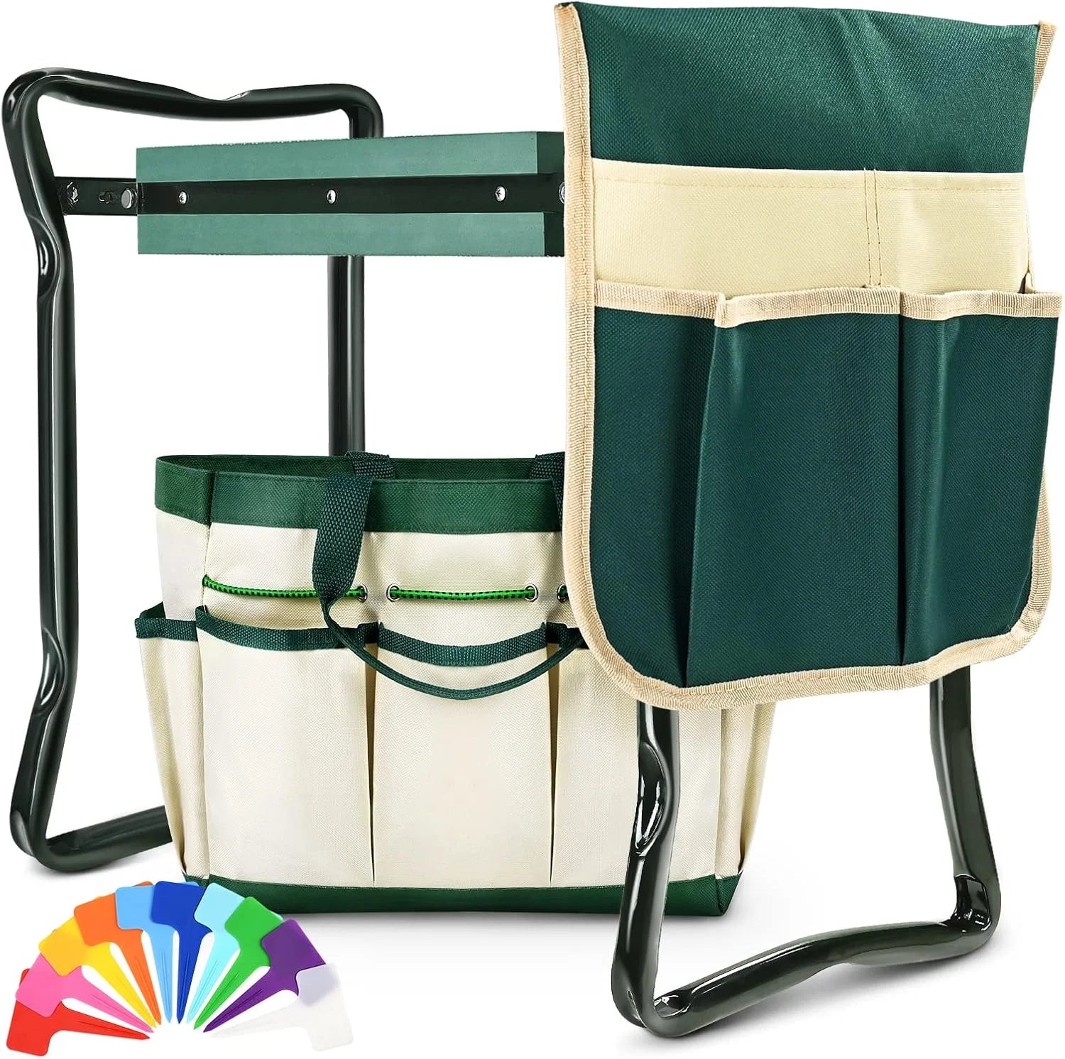 Discount Upgraded Garden Kneeler and Seat with Thicken & Widen Soft Kneeling Pad, Heavy Duty Foldable Gardener Stool with 2