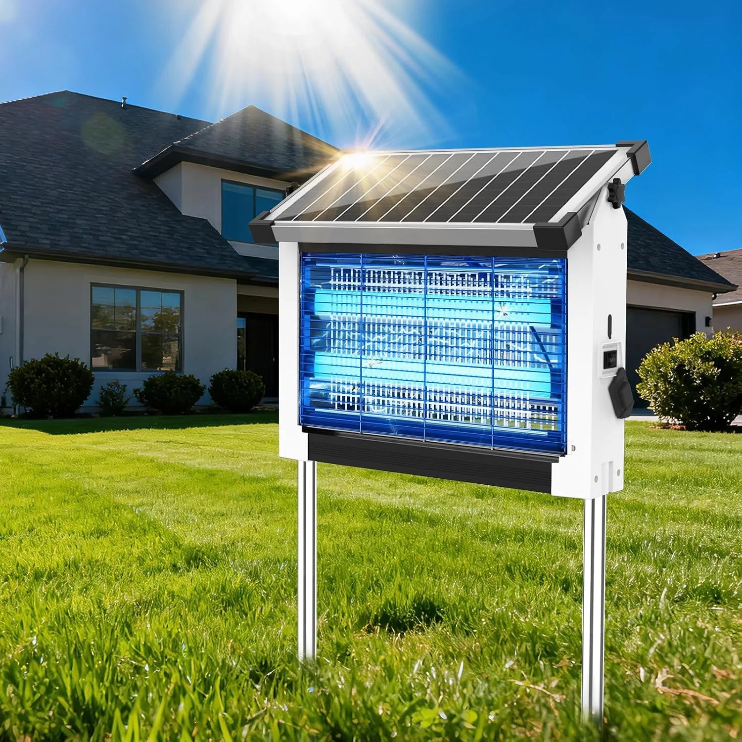 Discount Solar Bug Zapper Outdoor, 4500V Mosquito Zapper Fly Trap for Patio, 10W Solar Panel, IPX5 Waterproof - Image 3