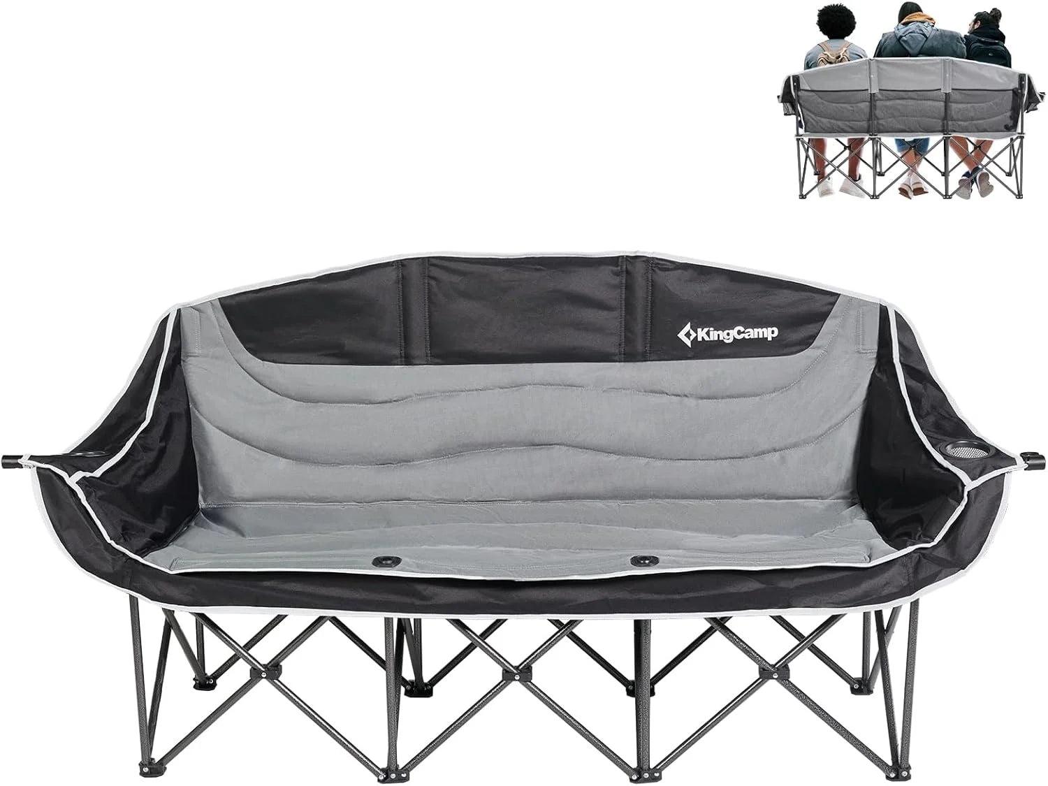 Discount Double Camping Chair, Oversized Heavy Duty 660lbs Loveseat for Adults Portable Folding XL 2 Person Couch Padded - Image 4