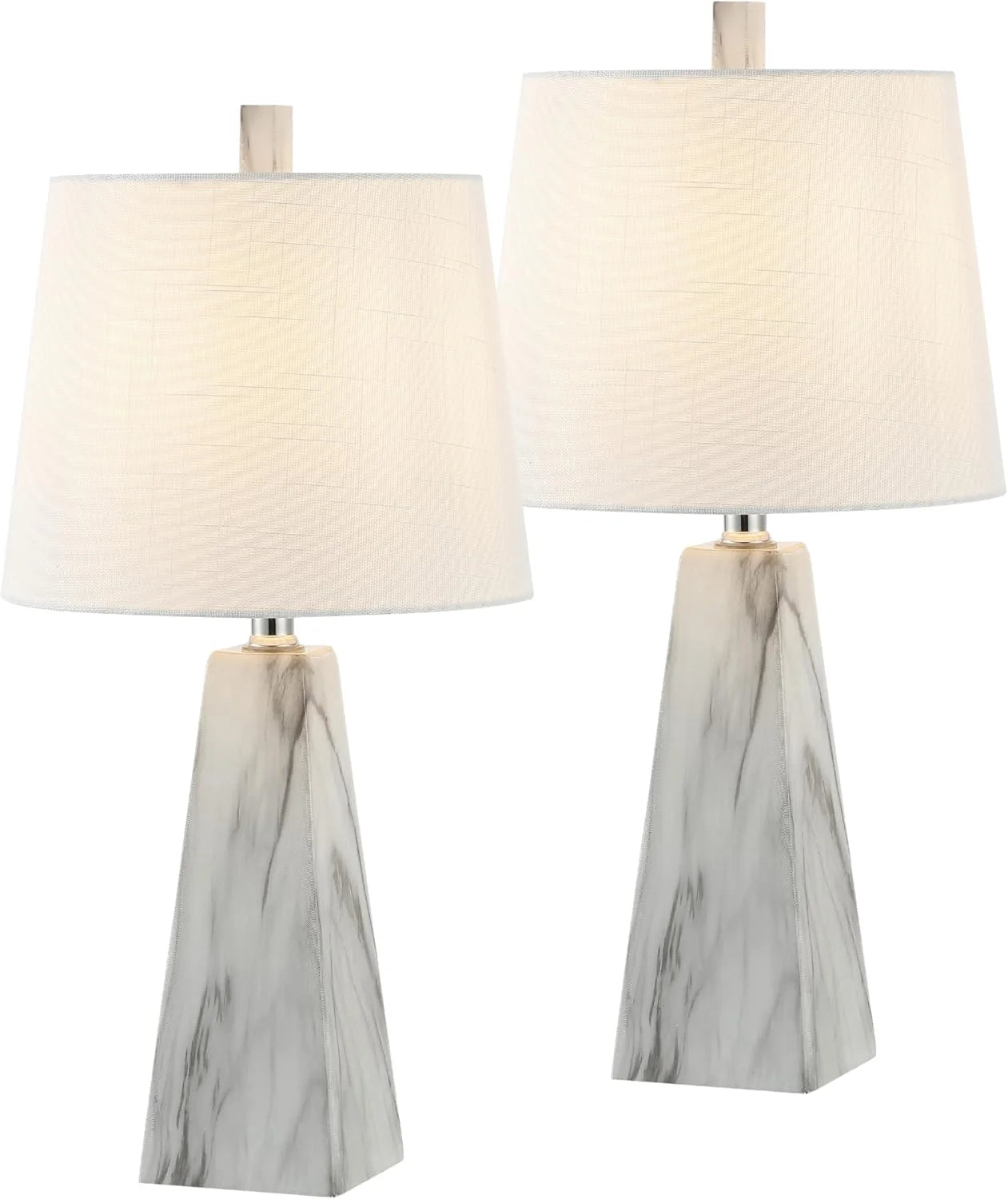 Discount JONATHAN Y 20.5 White Marble Finish Modern Resin Table Lamp for Bedroom Living Room, Bulb Included - Image 6