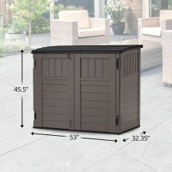 Discount 34 Cu Ft Horizontal Storage Shed, Resin, Lockable, Stoney Black