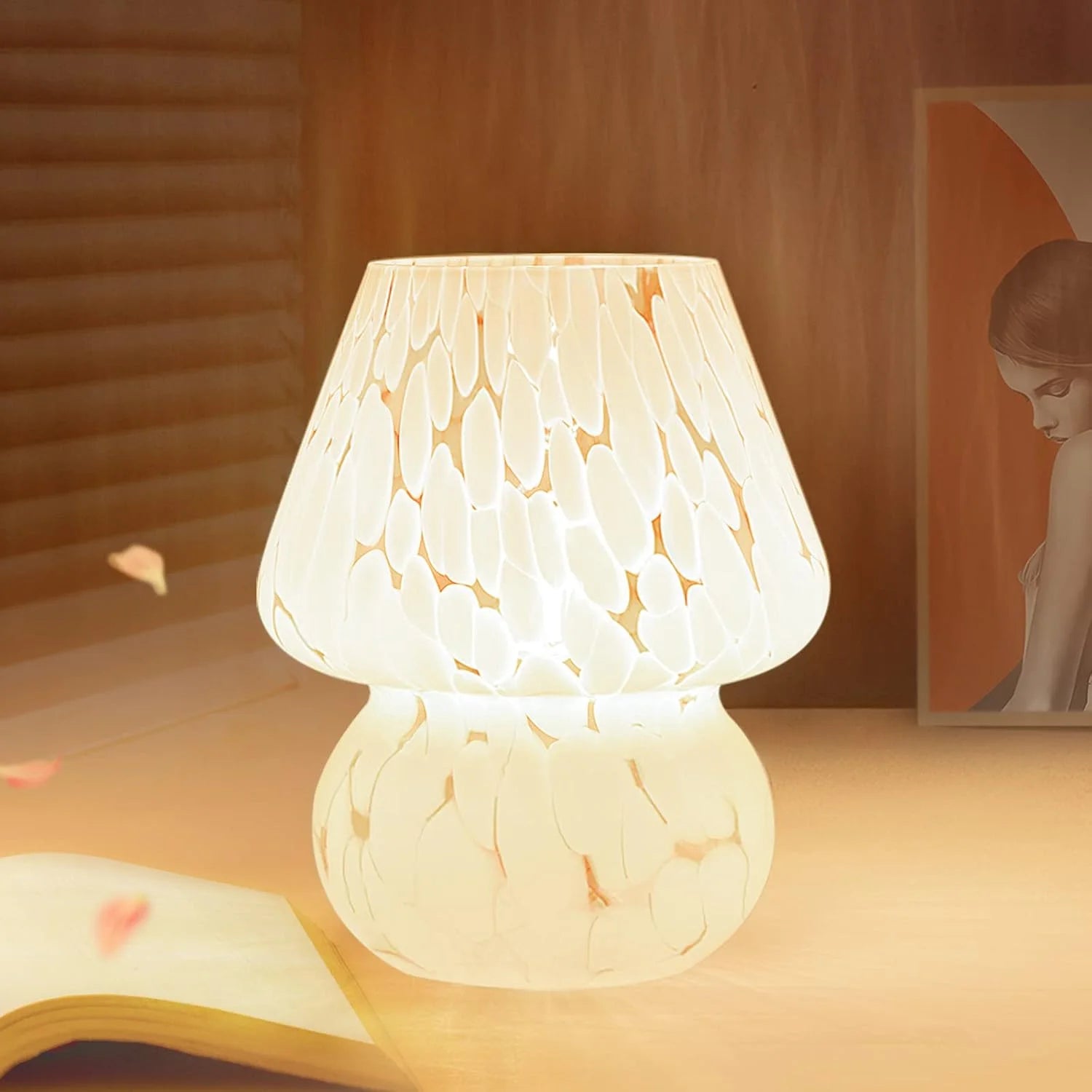 Discount ONEWISH Mushroom Lamp Small Vintage Table Lamp for Bedroom Nightstand, Dimmable - Image 4