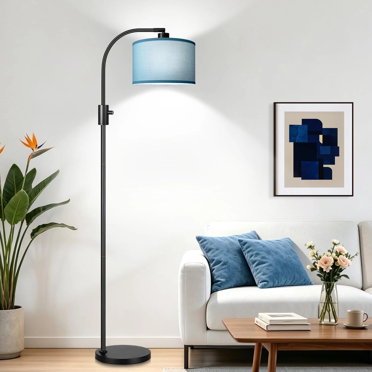 Discount Nintiue Upgraded Modern Arc Dimmable Tall Standing Floor Lamp with Linen Shade, Bulb Included - Image 15