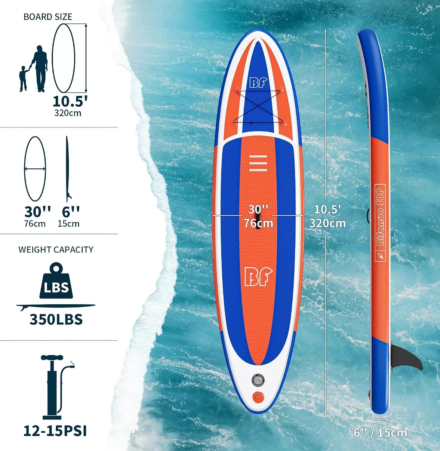 Discount Inflatable Stand Up Paddle Board with SUP Accessories and Backpack Paddle Boards for Adults. Non-Slip Deck - Image 3