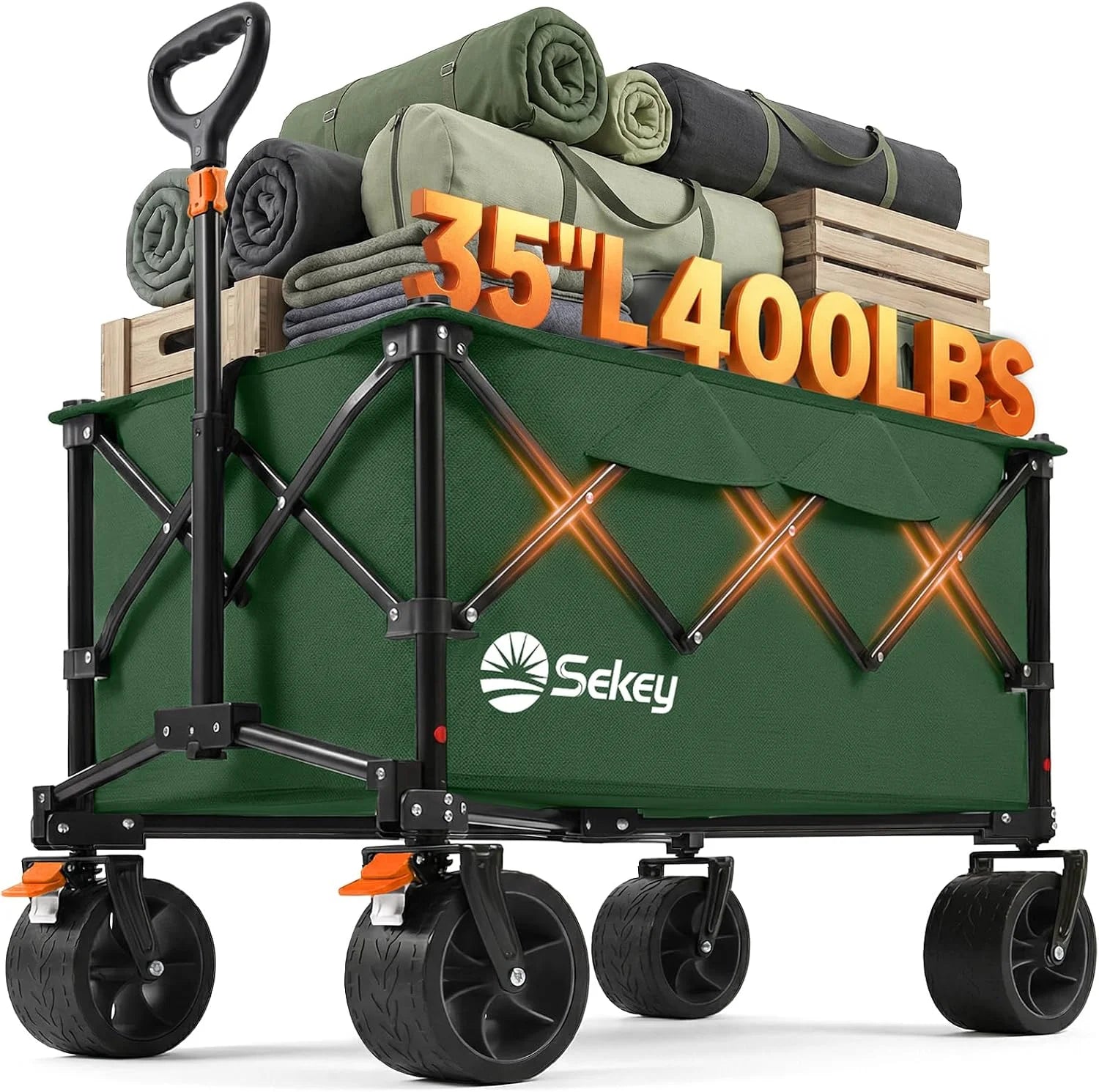 Discount 250L Wagons Carts Foldable with Big All-Terrian Beach Wheels, Collapsible Heavy Duty Wagon, Extra Large Folding Wagon