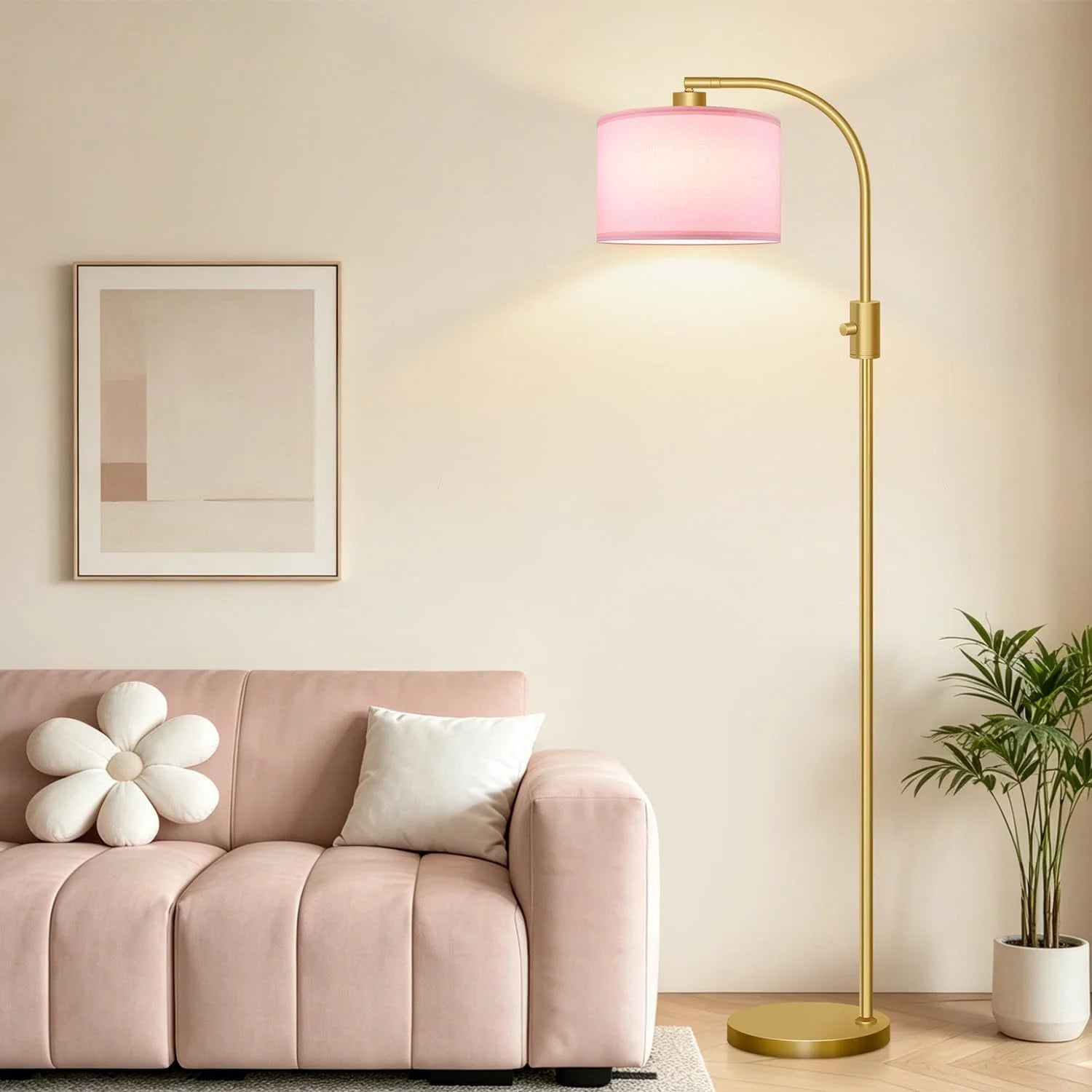Discount Nintiue Upgraded Modern Arc Dimmable Tall Standing Floor Lamp with Linen Shade, Bulb Included - Image 4