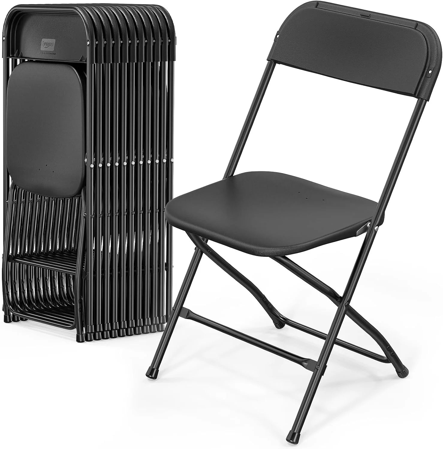 Discount 10 Pack White Plastic Folding Chair, Indoor Outdoor Portable Stackable Commercial Seat with Steel Frame 350lb. - Image 13